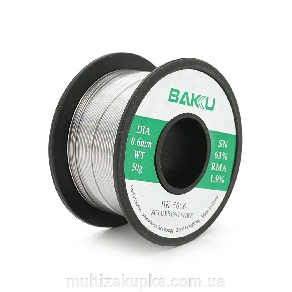 Припій BAKKU BK-5006 0,6mm (Sn 63%, Pb 35.1%, rma1.9%) від компанії Mультізакупка - фото 1