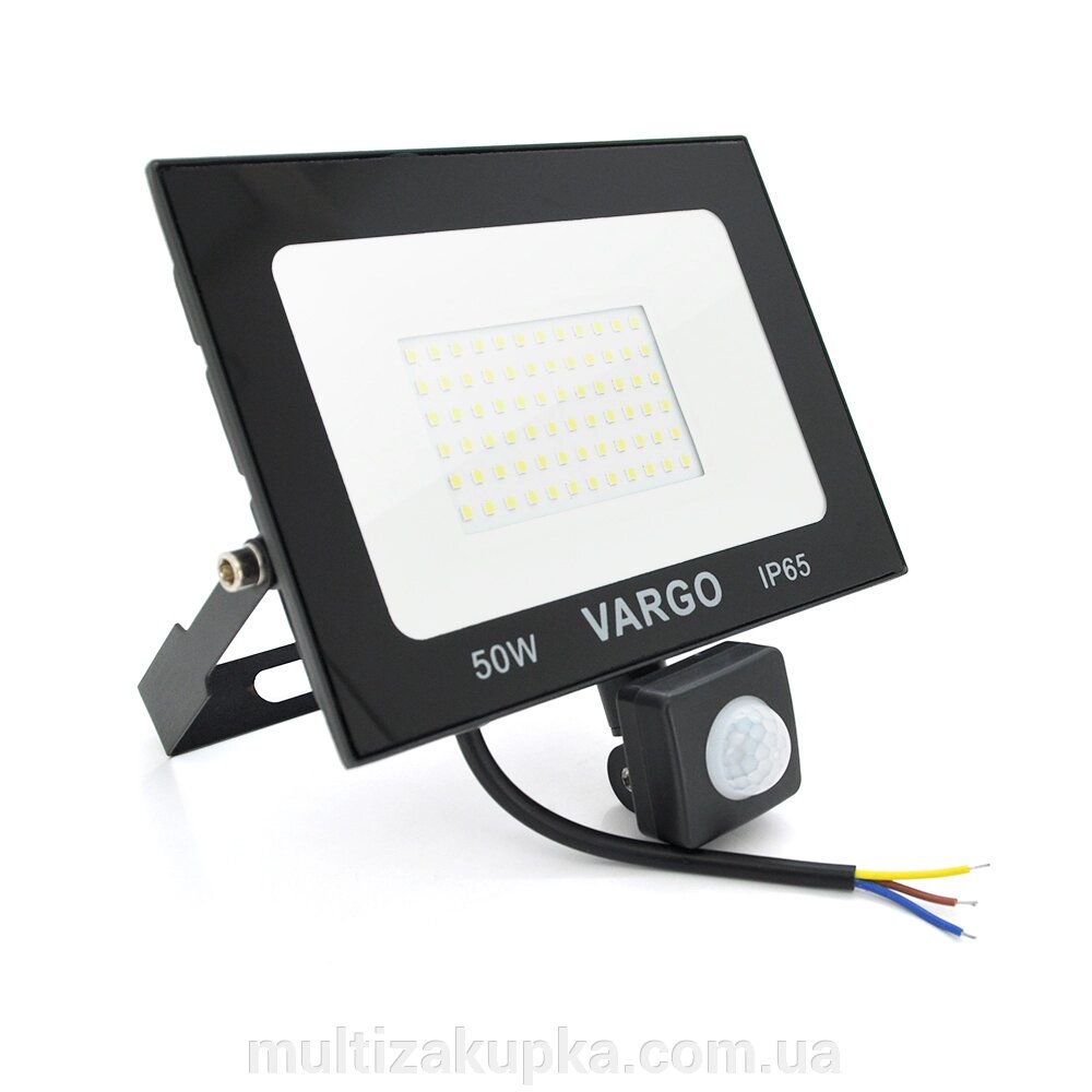 Прожектор LED з датчиком руху Vg-50W, IP65, 6500K, 2700Лм. Box від компанії Mультізакупка - фото 1