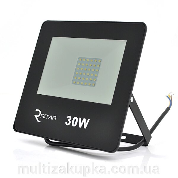 Прожектор SLIM LED RITAR RT-FLOOD30A, 30W, SMD2835, IP65, 2400Lm, 6500K (100%), Ra>70, 141*106*28mm, Black від компанії Mультізакупка - фото 1