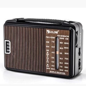 Радіоприймач GOLON RX-608, LED, 2x3W, FM радіо, AUX, корпус пластмас, Black, BOX