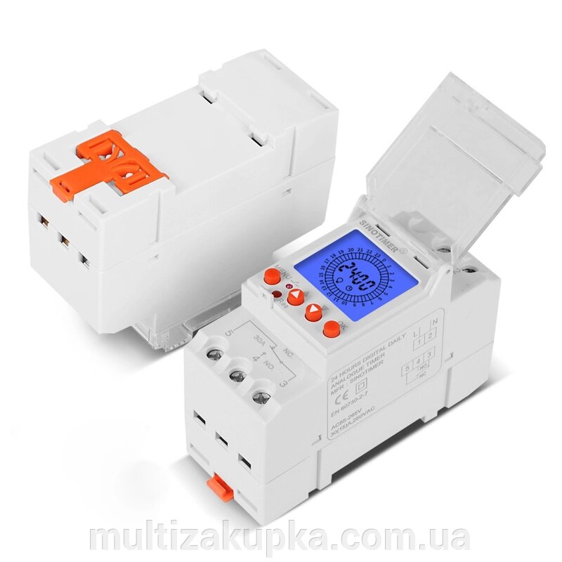 Реле часу Sinotimer TM929BK, 24 години, на DIN-рейку, LCD, програмований, змінна батарея, 30А, 85-265V, 87х65х35 мм від компанії Mультізакупка - фото 1