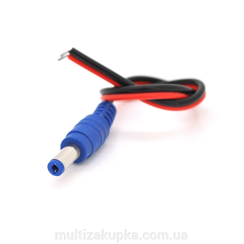 Роз'єм живлення DC-M (D 5,5x2,1мм) => кабель довжиною 25см black-red, Blue Plug OEM Q100 від компанії Mультізакупка - фото 1