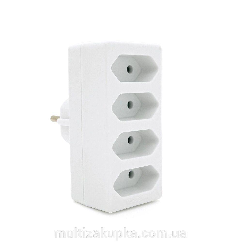 Розетка 4-х місна без заземлення SQ-ZDB01/4, 4x2.5A (10A) 250V~Max, 2300W, White, 2Р, Q100 від компанії Mультізакупка - фото 1