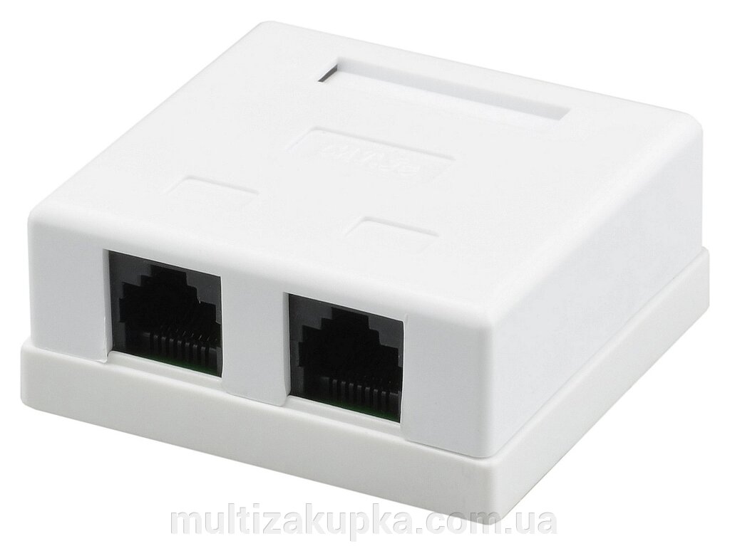 Розетка RITAR UTP 8P8C RJ45 2 порт Cat-5, накладна біла Q400 від компанії Mультізакупка - фото 1