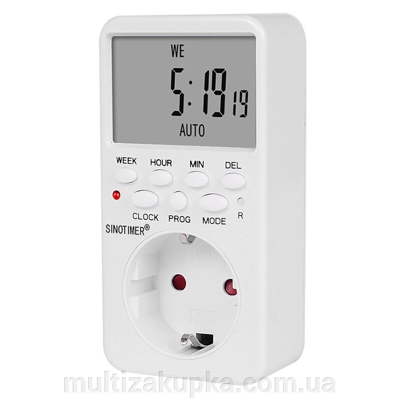 Розетка з цифровим тижневим таймером Sinotimer TM519, 16A, 3000W, 230V від компанії Mультізакупка - фото 1