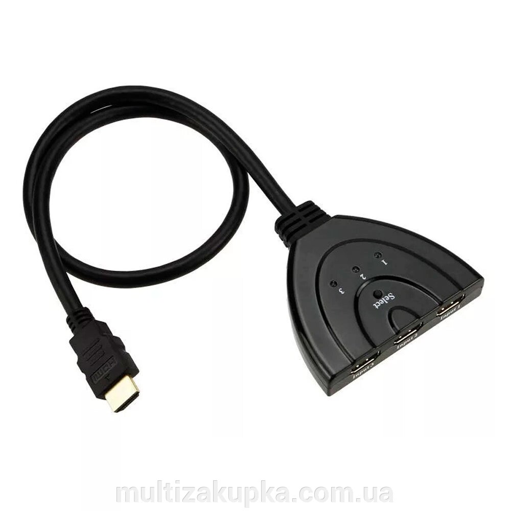 Розгалужувач HDMI (тато) на 3* HDMI (мама), 1080P, 0,8 м, Black від компанії Mультізакупка - фото 1