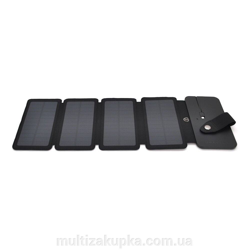 Solar panel 4 Foldings, built-in microUSB cable, Output: 5 /1 А (USB), plastic, Black, Corton box від компанії Mультізакупка - фото 1