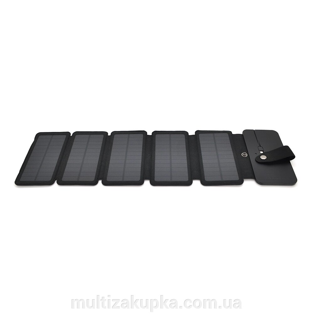 Solar panel 5 Foldings, built-in microUSB cable, Output: 5 /1,2 А (USB), plastic, Black, Corton box від компанії Mультізакупка - фото 1