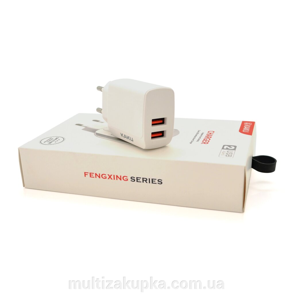 СЗУ AC100-240V iKAKU KSC-179 FENGXING, 2xUSB, 2.4A, White, Box від компанії Mультізакупка - фото 1