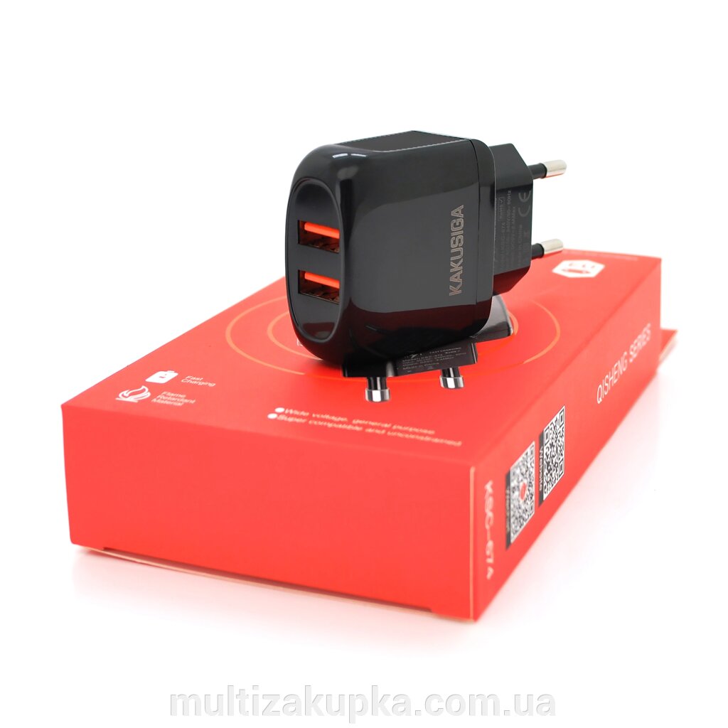 СЗУ AC100-240V iKAKU KSC-674 QISHENG dual port fast charger, Black, Box від компанії Mультізакупка - фото 1