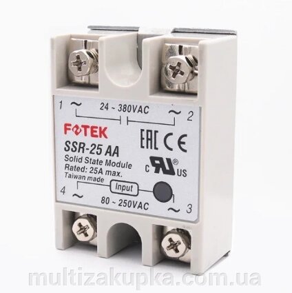 Твердотельне реле Fotek SSR-25AA 25А 24-380В AC від компанії Mультізакупка - фото 1