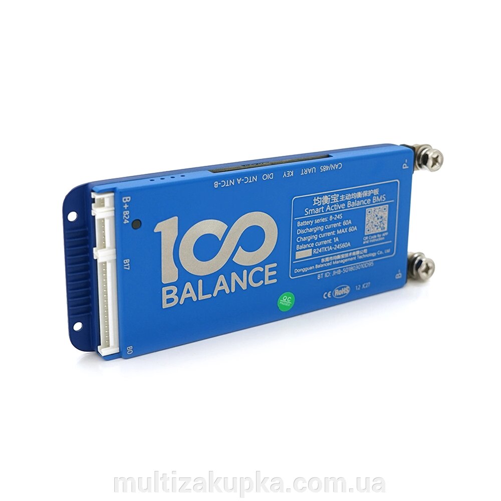 Universal BMS smart плата DaLy LiFePO4 8-24S 60A  з Bluetooth + CAN + активний балансир 1A від компанії Mультізакупка - фото 1