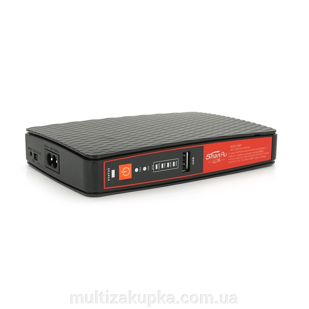 UPS для роутерів/комутаторів ECO-1825, 18W, OUT: USB-5V, DC-5V/9/12V, POE-15/24V, 1/2A, LiFePo4 8000mAh, 160x105x33mm, від компанії Mультізакупка - фото 1