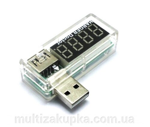 USB тестер Charger Doctor напруги (3-7.5V) і струму (0-2.5A) White, загнутий від компанії Mультізакупка - фото 1