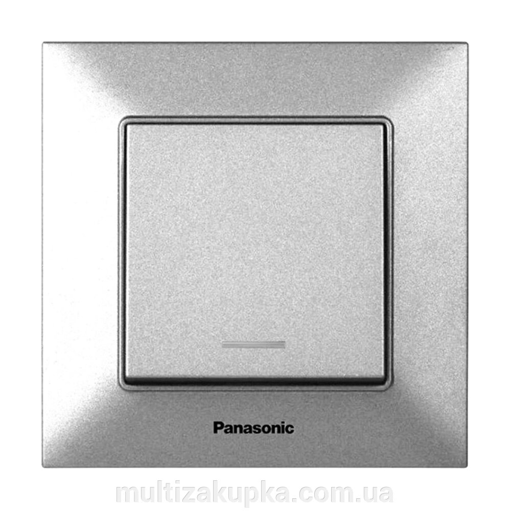 Вимикач Panasonic Arkedia Slim одноклавішний з підсвіткою, срібний від компанії Mультізакупка - фото 1