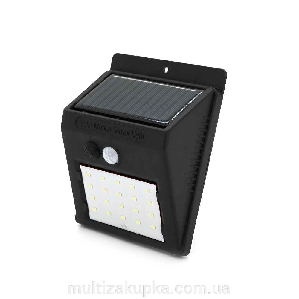 Вуличний ліхтар з сонячною панеллю 20 SMD LED, датчик руху, датчик освітленості, кріплення на стіну, Black, BOX від компанії Mультізакупка - фото 1