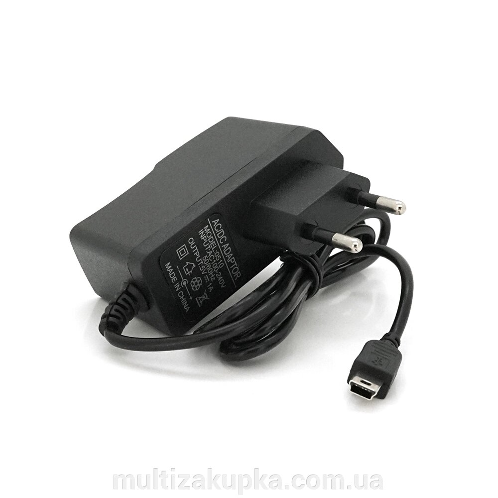 Зарядний пристрій Merlion 220V-mini USB, 5V 1A Black, Box від компанії Mультізакупка - фото 1