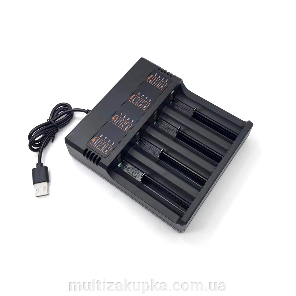 Зарядний пристрій MS-5DP4, 4 канали, 18650/26650/21700, 4.2V/4000mAh, живлення від USB від компанії Mультізакупка - фото 1