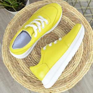 Кросівки жіночі на шнурівці. Колір жовтий. 37 розмір
