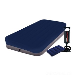 Надувний матрац Intex 64101-3, 99х191х25 см, з насосом, подушкою та наматрацником