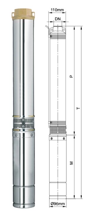 Ø 75k насос глибокий відцентровий 0.55kw H84 (60) M - Q45 (30) L / Min 40M Кабель Aquatica 777403 від компанії Boilerroom - фото 1