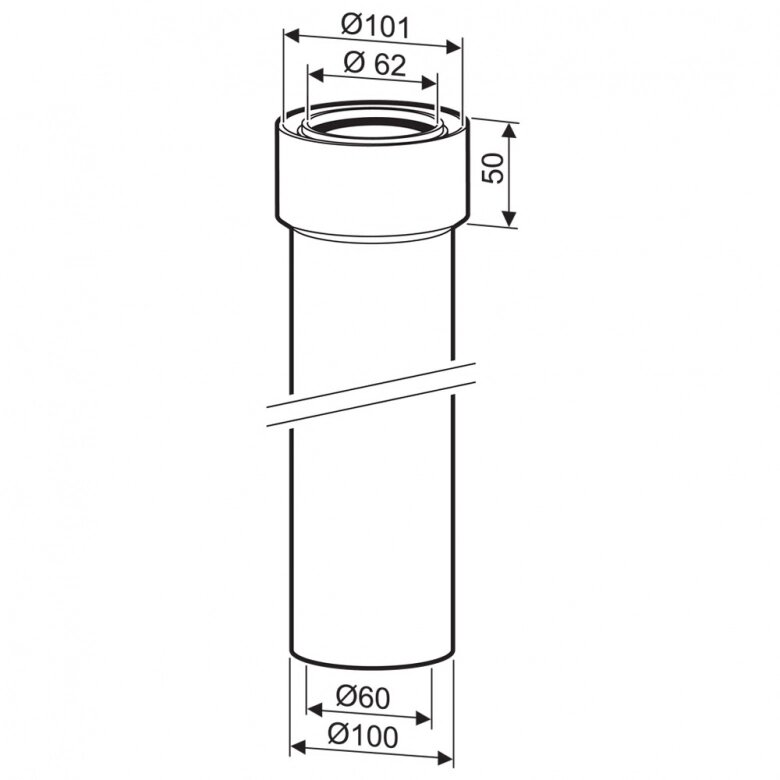 Bosch AZ 390 / Коаксіальний подовжувач L=350 мм, DN60/100 мм ((старий артикул 7716050065 / 7747380028)) від компанії Boilerroom - фото 1