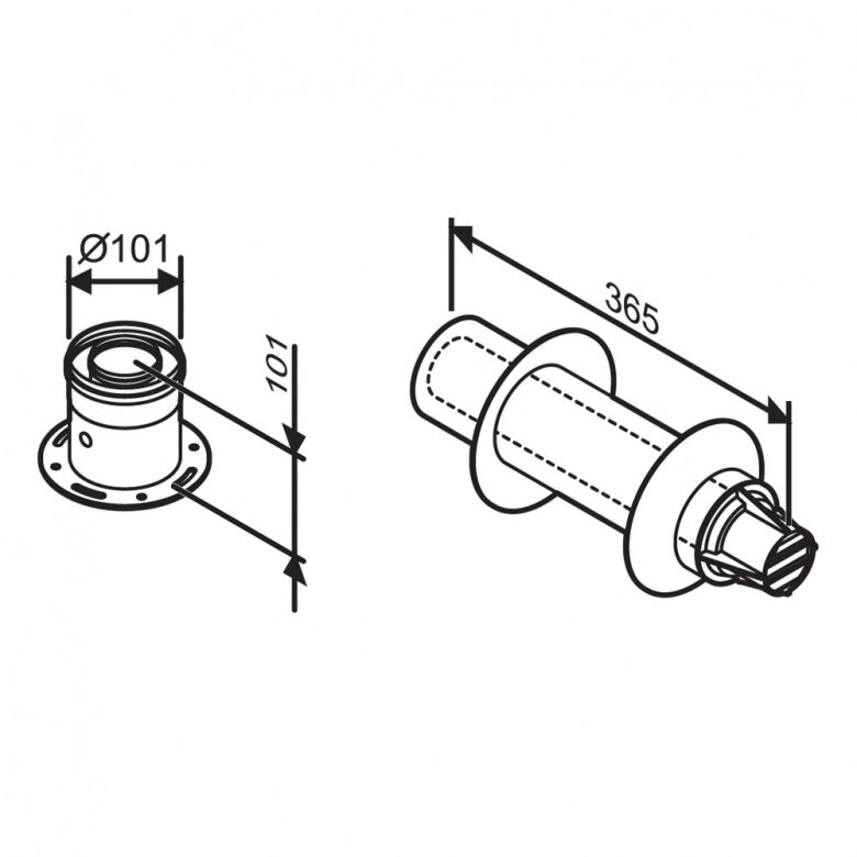 Bosch AZ 395 Коаксіальний горизонтальний комплект 365 мм, DN60/100 мм ((старий артикул 7716050070 / 7747380033)) від компанії Boilerroom - фото 1