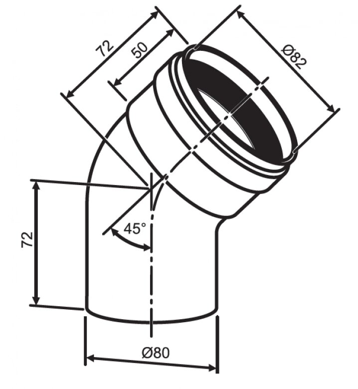 Bosch AZ 408 / Відвід 45°, DN80 мм ((старий артикул 7716050084 / 7747380048)) від компанії Boilerroom - фото 1