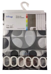 Штора для ванної 180х180 см поліетилен чорно-білі кола Frap F8803 1/50