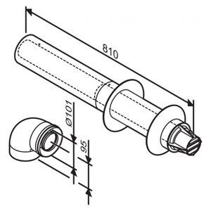 Bosch AZ 389 / Коаксіальний горизонтальний комплект: відвід 90° + подовжувач 810 мм, DN60/100 мм
