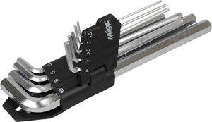 Набір ключів торцевих шестигранних подовжених Miol 56-396 9 шт. CRV 1.5 - 10 мм.