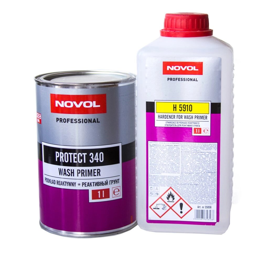 Грунт кислотний Novol PROTECT 340 Wash Primer з затверджувачем 1л + 1л - фото