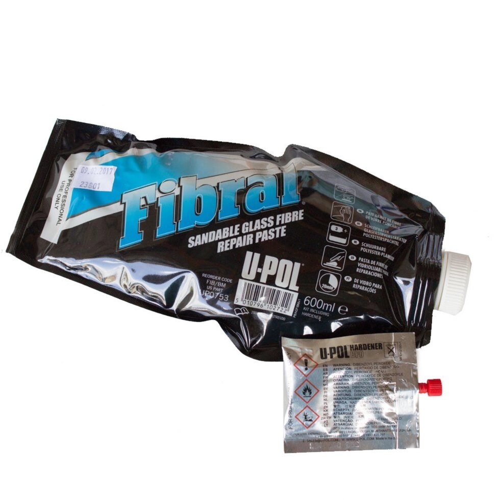 Шпаклівка зі скловолокном U-POL fibral FIB / BL 1л - роздріб