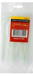 Хомути (стяжки) пластикові 3.6x200мм білі INTERTOOL TC-3620 (100 шт)