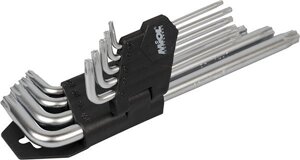 Набор ключей торцевых шестигранных удлиненных TORX Miol 56-398 9 шт. CRV Т10 - Т50 мм.