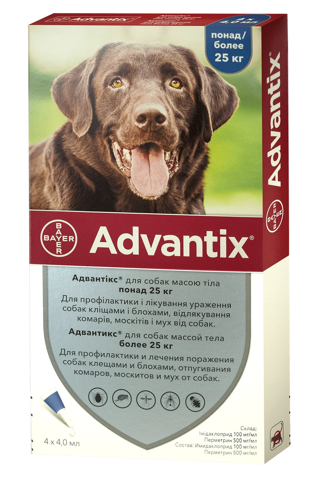 Advantix Адвантікс вага 25-40 кг 4 піпетки від компанії MY PET - фото 1