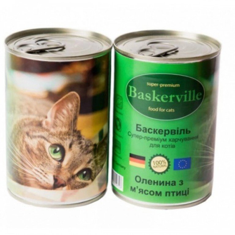 Baskerville консерва для кішок з олениною і м'ясом птиці 400 г від компанії MY PET - фото 1