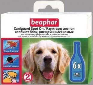 Beaphar Caniguard Spot On-Краплі від бліх і кліщів для собак великих порід і цуценят з 2-х місяців від компанії MY PET - фото 1