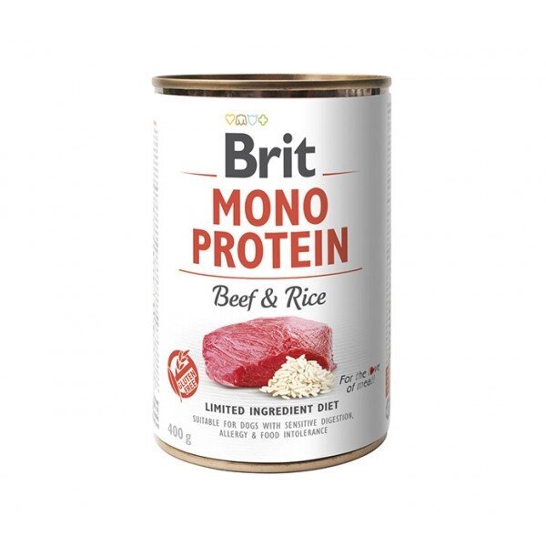 Brit Mono Protein Dog консерви для собак з яловичиною та темним рисом 0,4 кг від компанії MY PET - фото 1
