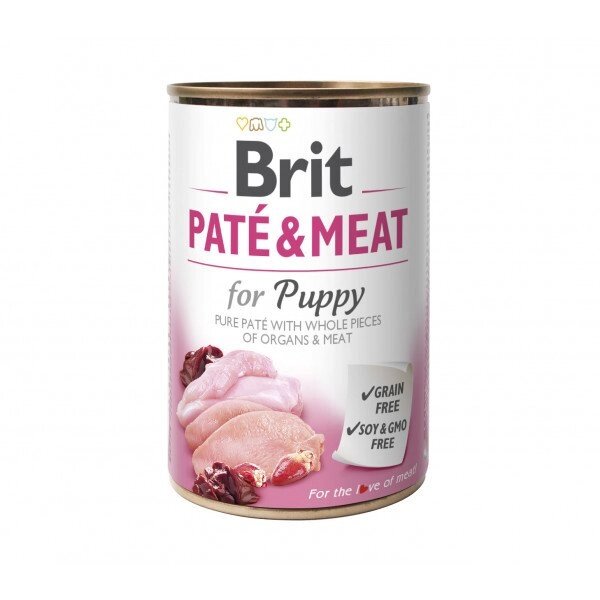 Brit Paté & Meat Puppy консерви для щенят з куркою та індичкою 0,4 кг від компанії MY PET - фото 1