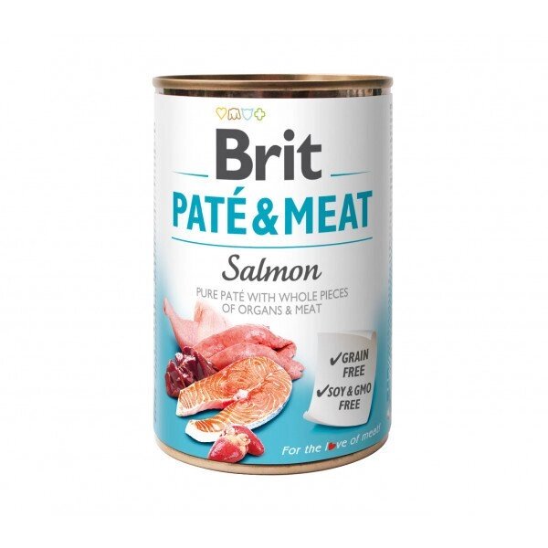 Brit Pate & Meat Dog консерви для собак з лососем 0,4 кг від компанії MY PET - фото 1
