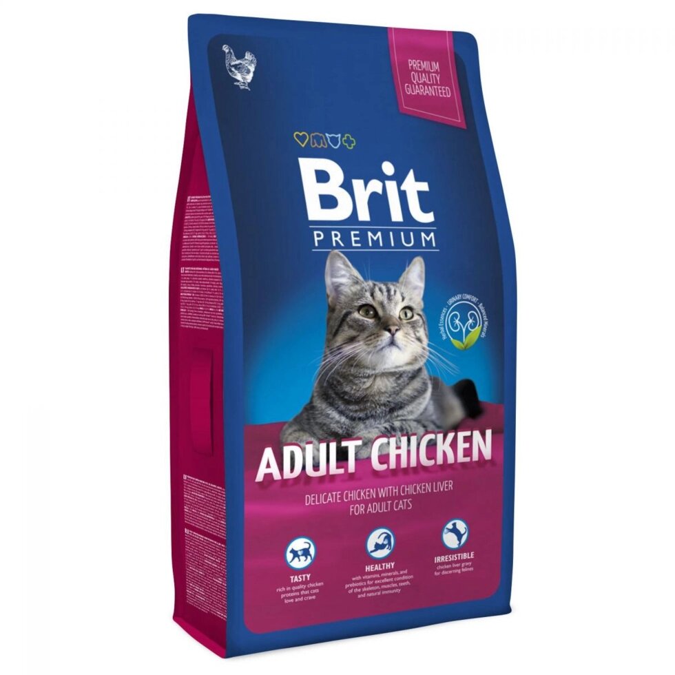 BRIT Premium Cat Adult Chicken - Корм ​​для дорослих кішок (курка / рис) 8кг від компанії MY PET - фото 1