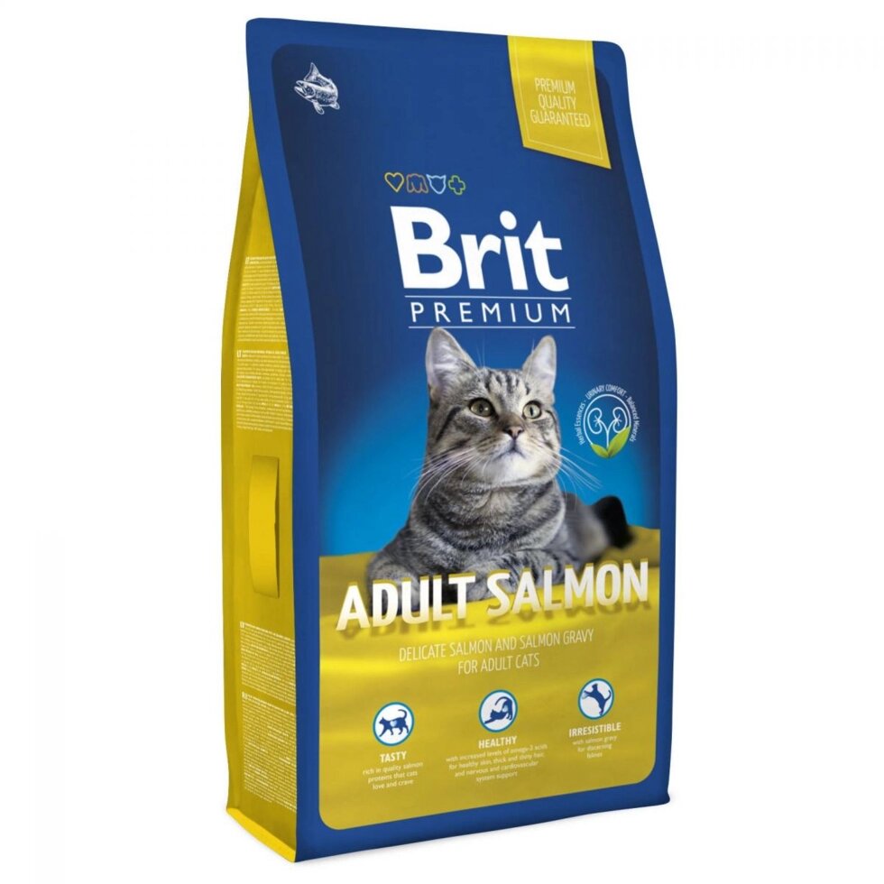 BRIT Premium Cat Adult salmon - Корм ​​для дорослих кішок (лосось / рис) 8кг від компанії MY PET - фото 1