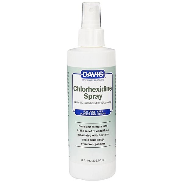 Davis Chlorhexidine Spray Девіс спрей з 4% хлоргексидином для собак і котів із захворюваннями шкіри та вовни 237мл від компанії MY PET - фото 1