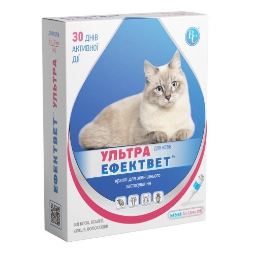 Ефект Ультра краплі антипаразитарні для кішок, 1 мл, 5 піпеток від компанії MY PET - фото 1