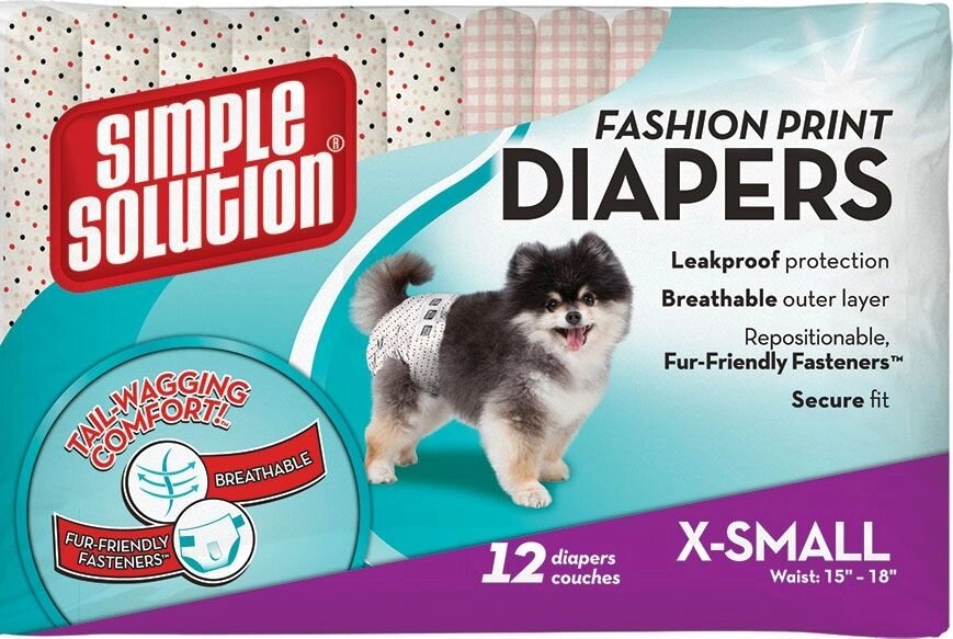 FashionDisposableDiapers X-Small - гігієнічні підгузники для тварин з візерунком 12шт. від компанії MY PET - фото 1