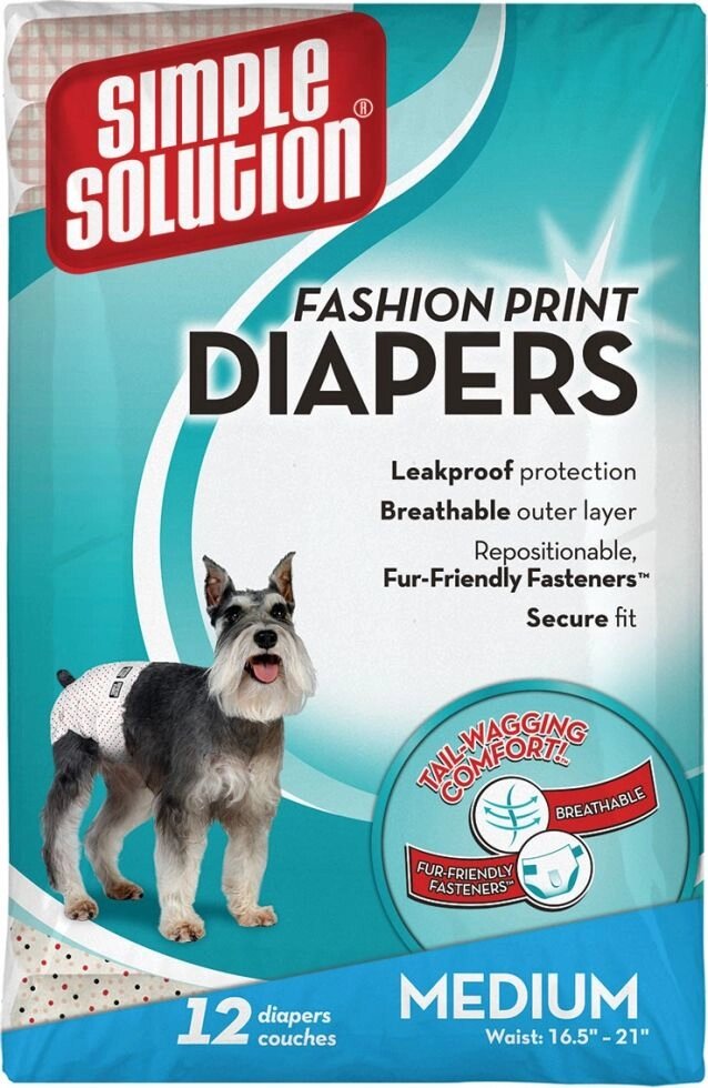 FashionDisposableDiapersMedium - гігієнічні підгузники для тварин з візерунком 12шт. від компанії MY PET - фото 1