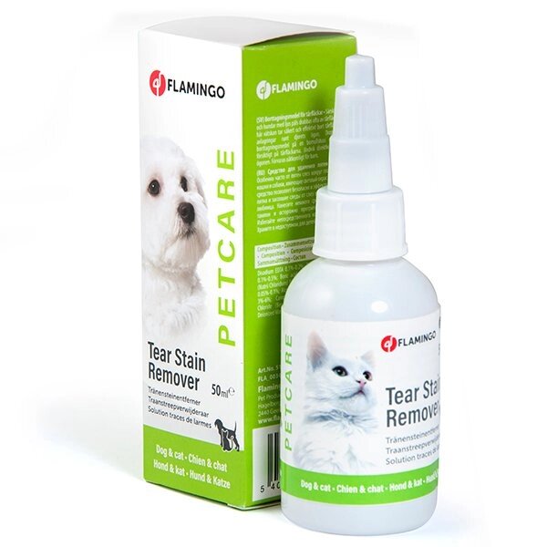 Flamingo (Фламінго) PETCARE TEAR STAIN REMOVER краплі для видалення плям від сліз у собак і кішок навколо очей 50мл від компанії MY PET - фото 1