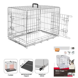 Flamingo Wire cage 2-х дверна хромована клітка для собак 63*43*49