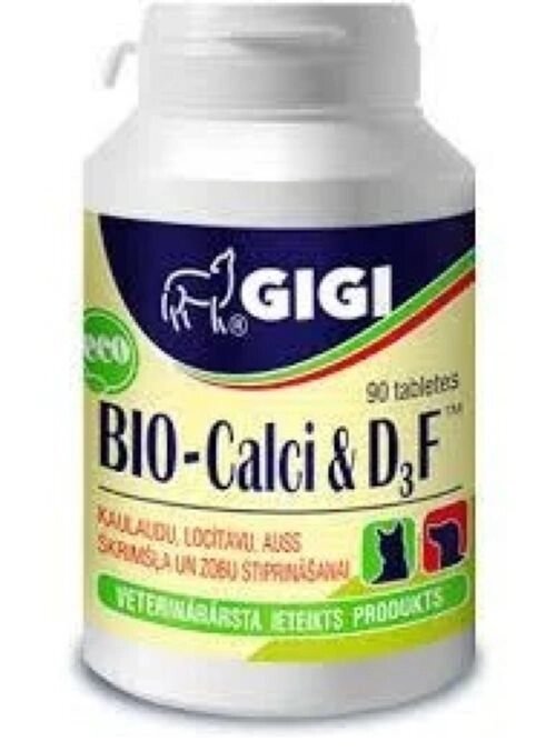 Gigi Bio Calci D, F харчова добавка з кальцієм фосфором, колагеном і глюкозаміном 90таб. від компанії MY PET - фото 1